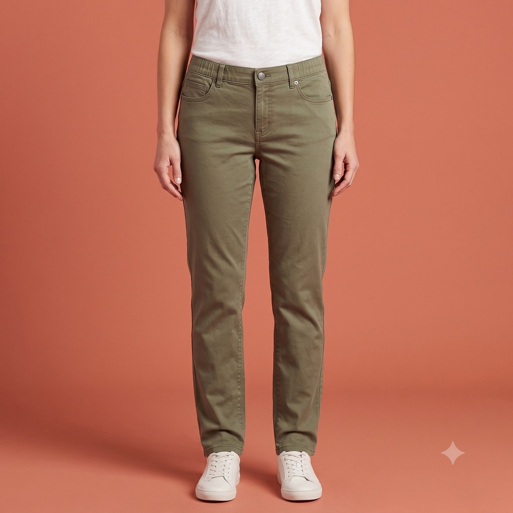 G.H. Bass & Co Explorer Pants Women 14 Sage Green Straight Leg Ankle Chino EUC